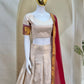 Ivory Zari Weave Lehenga With Maroon Dupatta