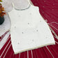 Ivory and Rani Pink Fendy Silk Lehenga Set with Real Mirror Work and Lace Detail