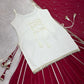Ivory and Rani Pink Fendy Silk Lehenga Set with Real Mirror Work and Lace Detail