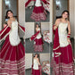 Ivory and Rani Pink Fendy Silk Lehenga Set with Real Mirror Work and Lace Detail