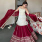 Ivory and Rani Pink Fendy Silk Lehenga Set with Real Mirror Work and Lace Detail