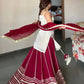 Ivory and Rani Pink Fendy Silk Lehenga Set with Real Mirror Work and Lace Detail