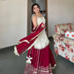 Ivory and Rani Pink Fendy Silk Lehenga Set with Real Mirror Work and Lace Detail