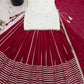 Ivory and Rani Pink Fendy Silk Lehenga Set with Real Mirror Work and Lace Detail