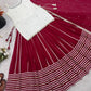 Ivory and Rani Pink Fendy Silk Lehenga Set with Real Mirror Work and Lace Detail