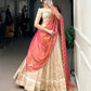 Jacquard Chex Zari Weaving Lehenga Set with Dupatta