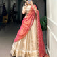 Jacquard Chex Zari Weaving Lehenga Set with Dupatta