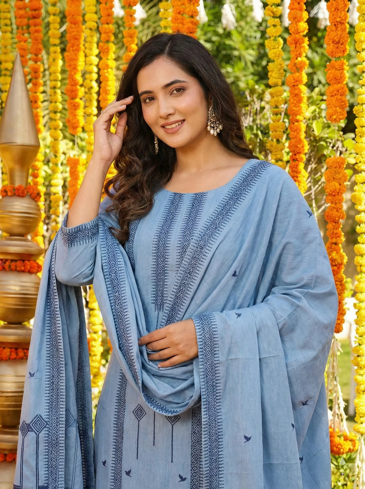 Jacquard Cotton Straight Kurta