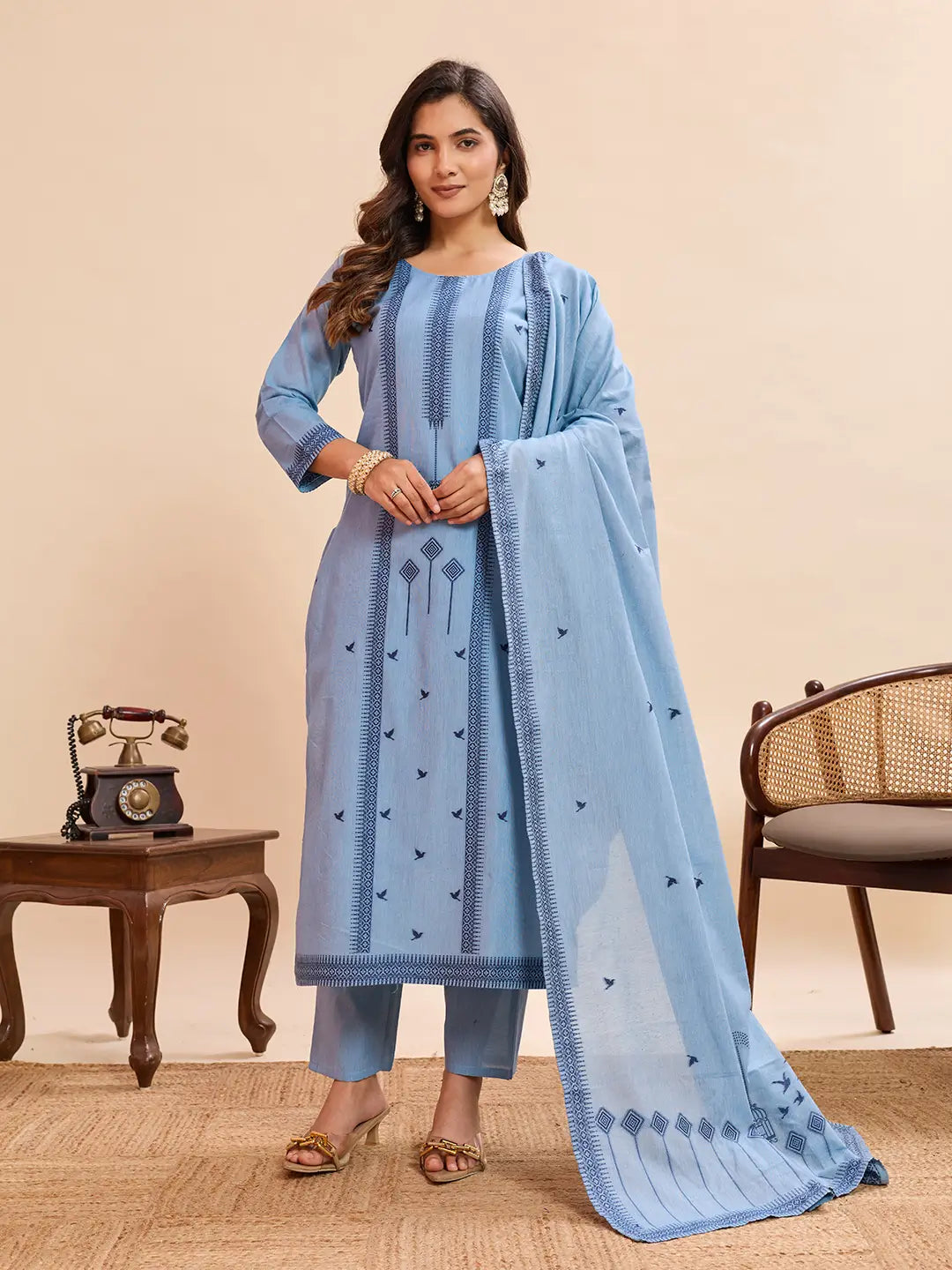 Jacquard Cotton Straight Kurta