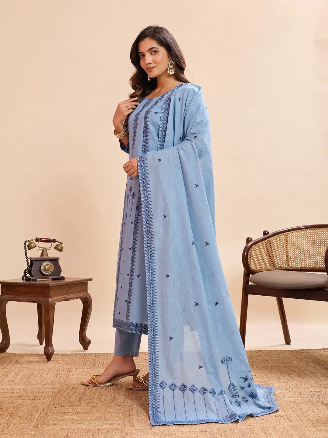 Jacquard Cotton Straight Kurta