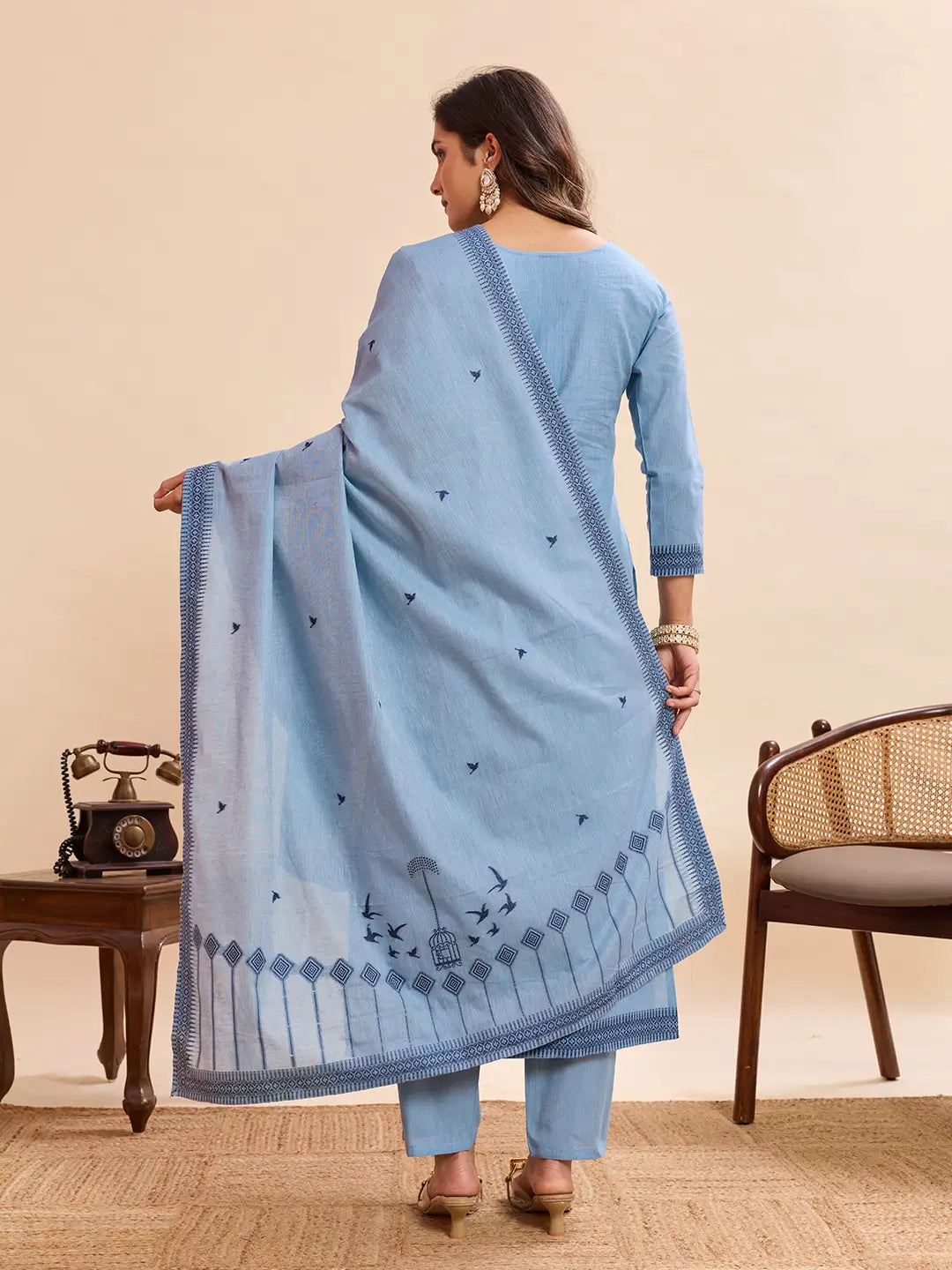 Jacquard Cotton Straight Kurta