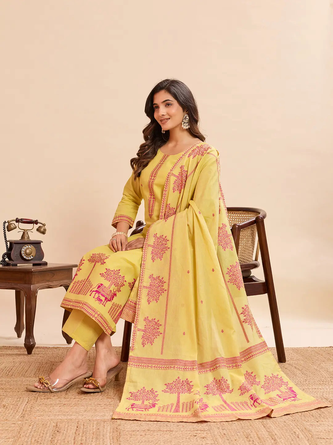 Jacquard Cotton Straight Kurta
