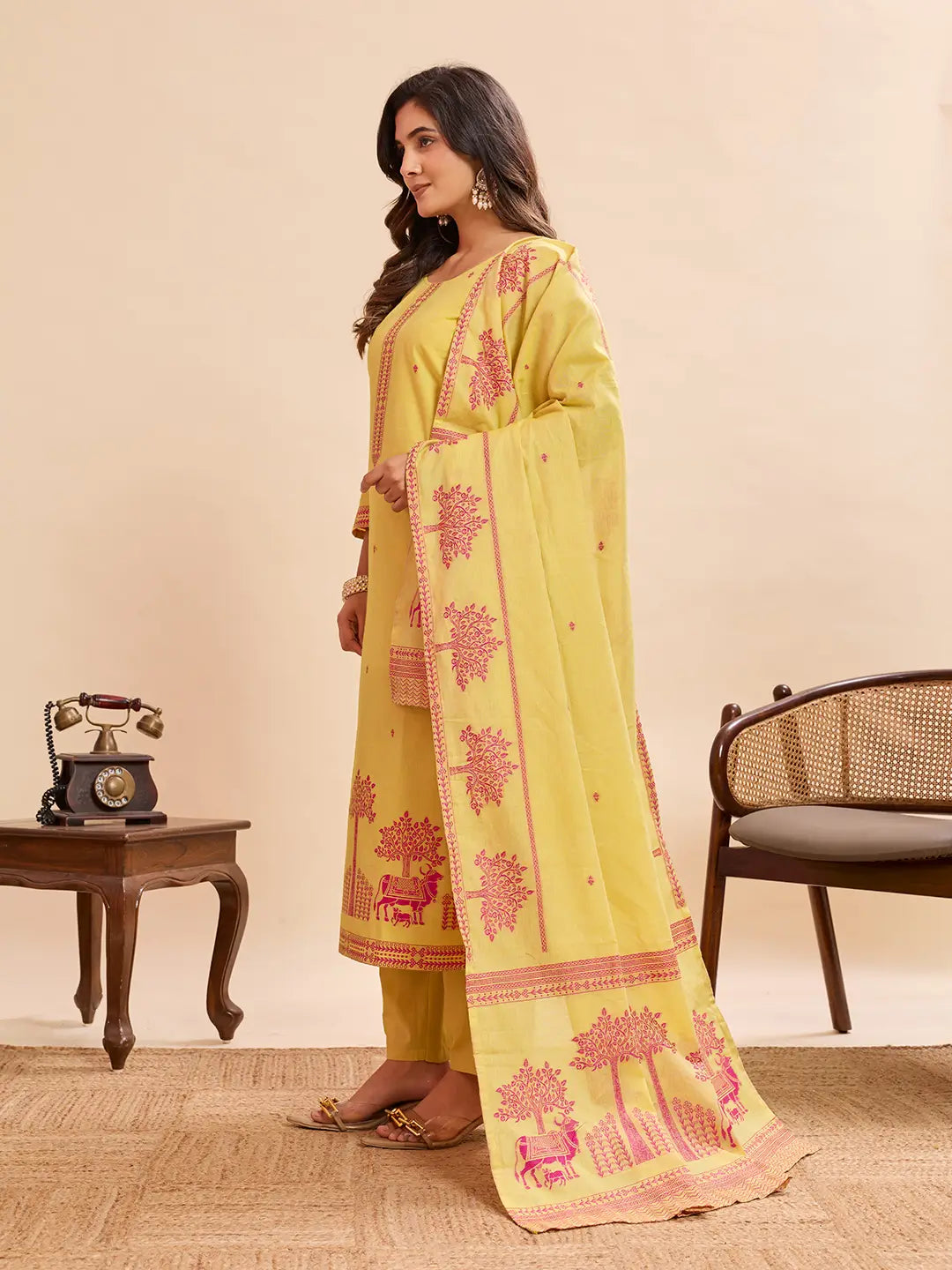 Jacquard Cotton Straight Kurta