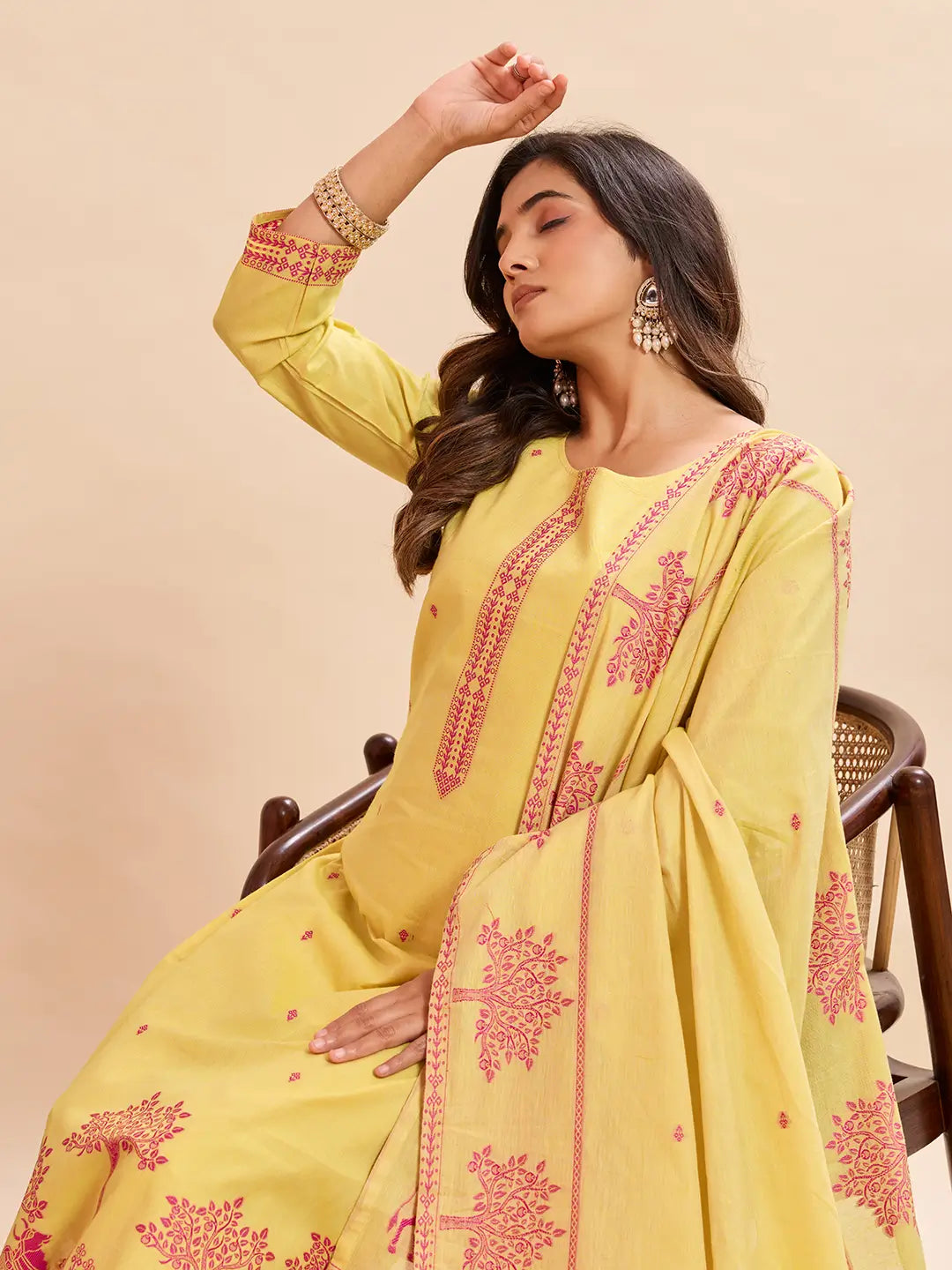 Jacquard Cotton Straight Kurta