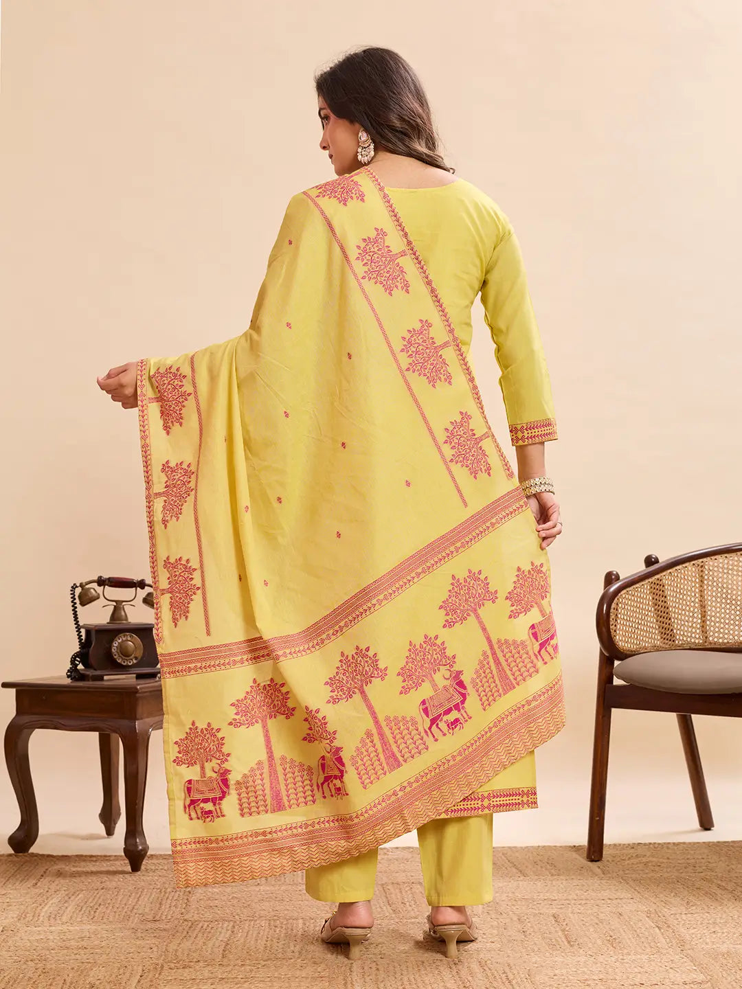 Jacquard Cotton Straight Kurta