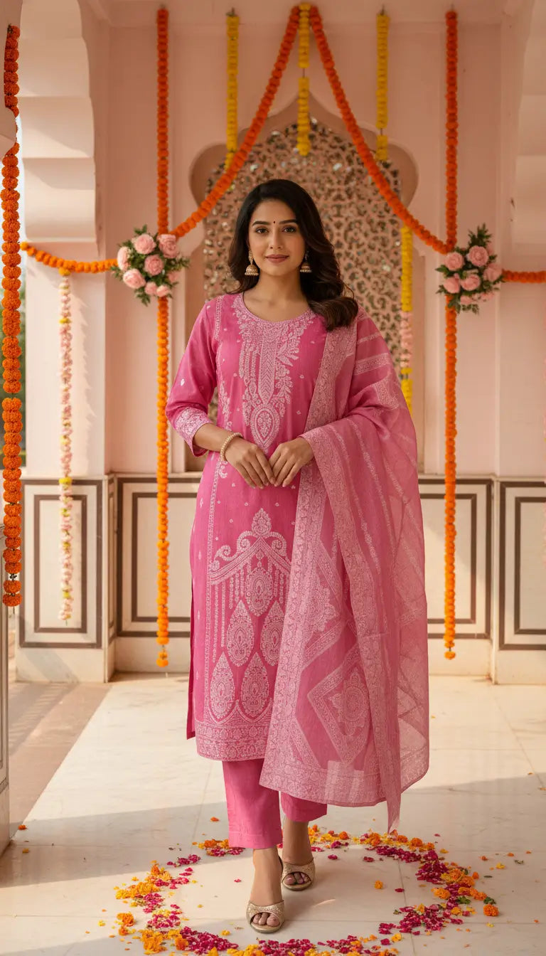 Jacquard Cotton Straight Kurta