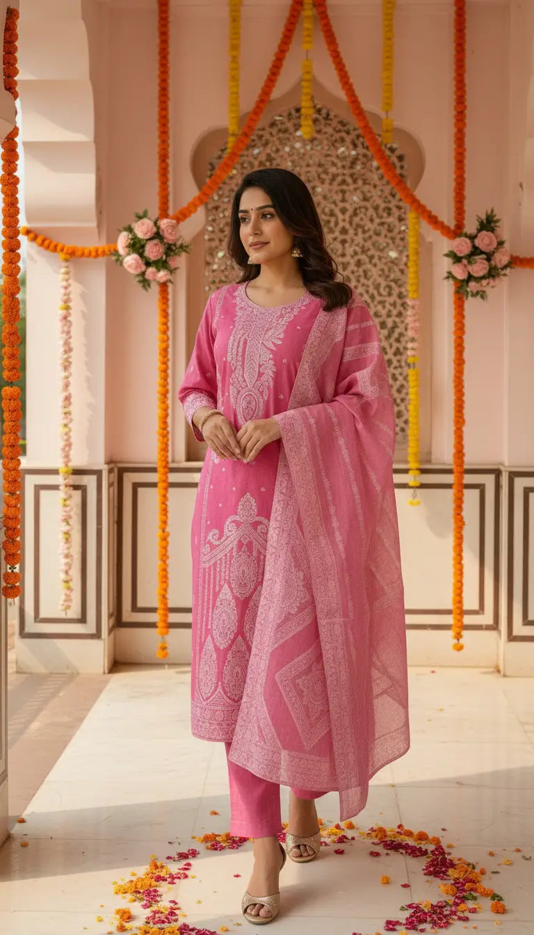 Jacquard Cotton Straight Kurta