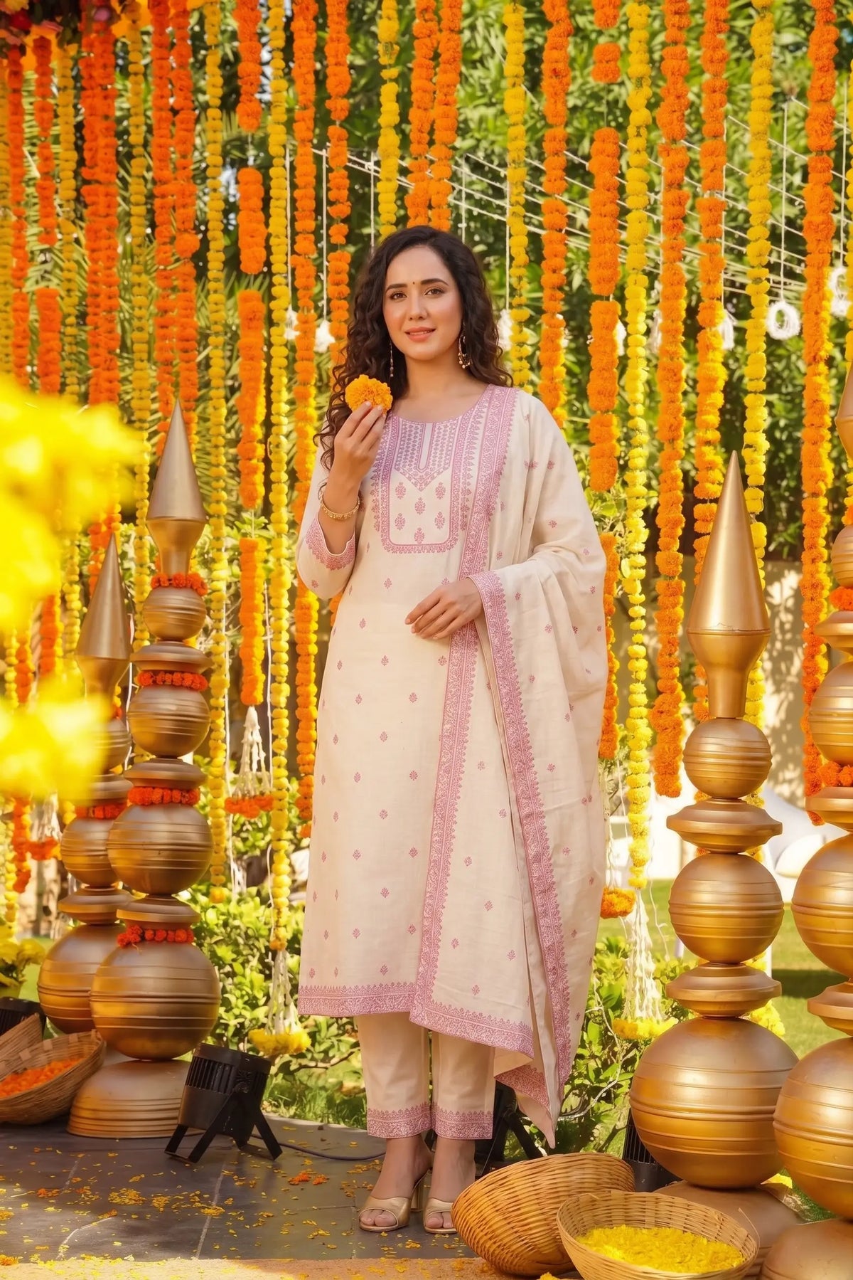 Jacquard Cotton Straight Kurta