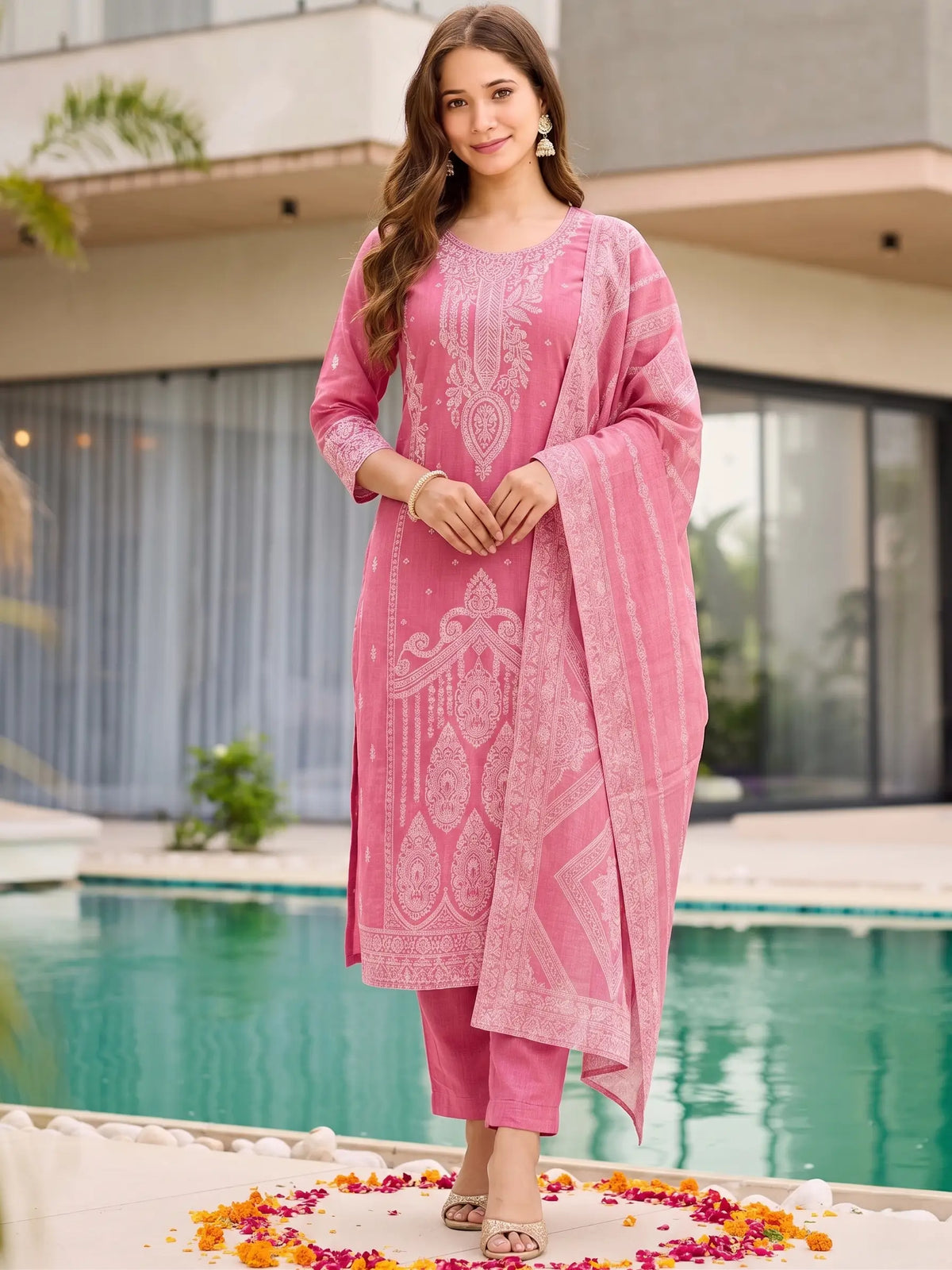 Jacquard Cotton Straight Kurta