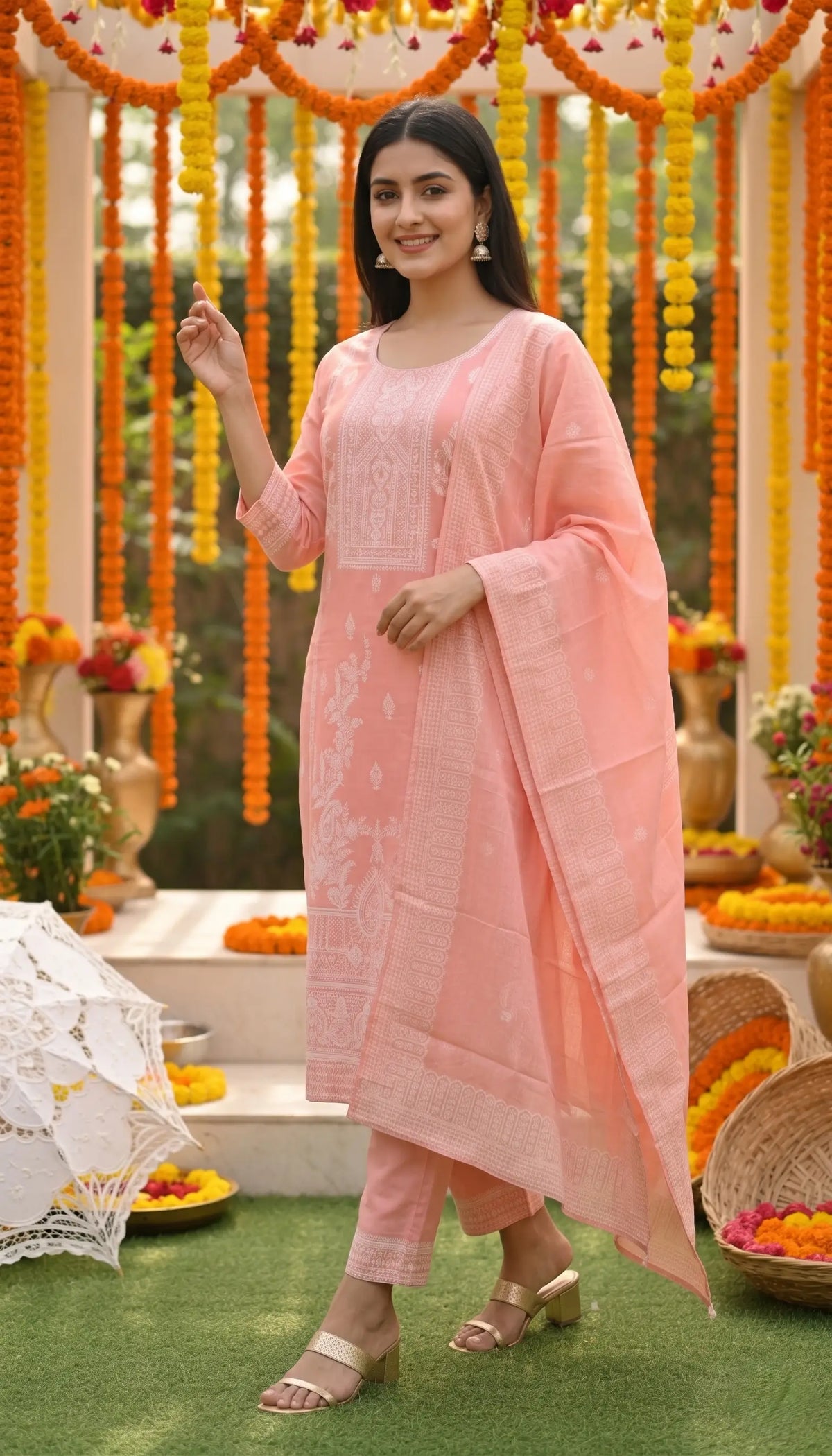 Jacquard Cotton Straight Kurta