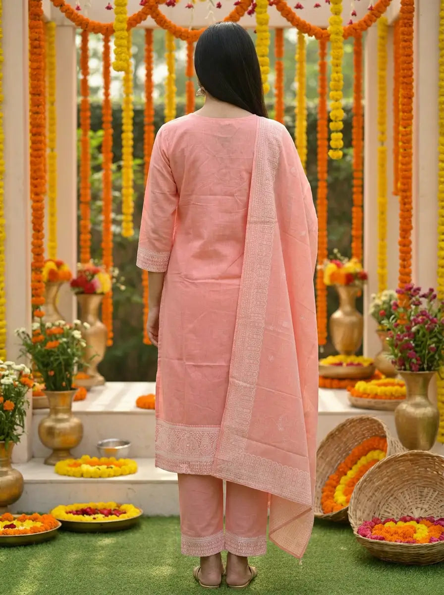 Jacquard Cotton Straight Kurta