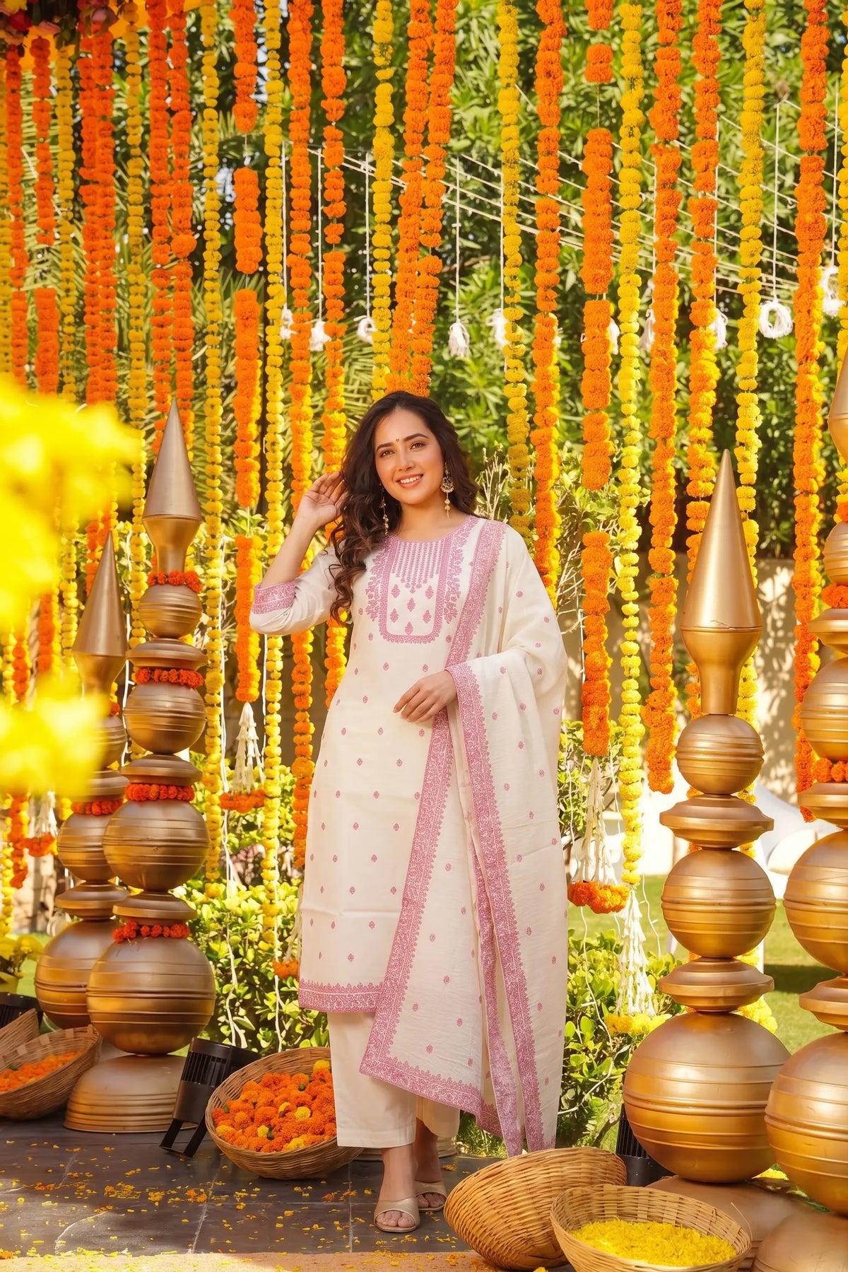 Jacquard Cotton Straight Kurta