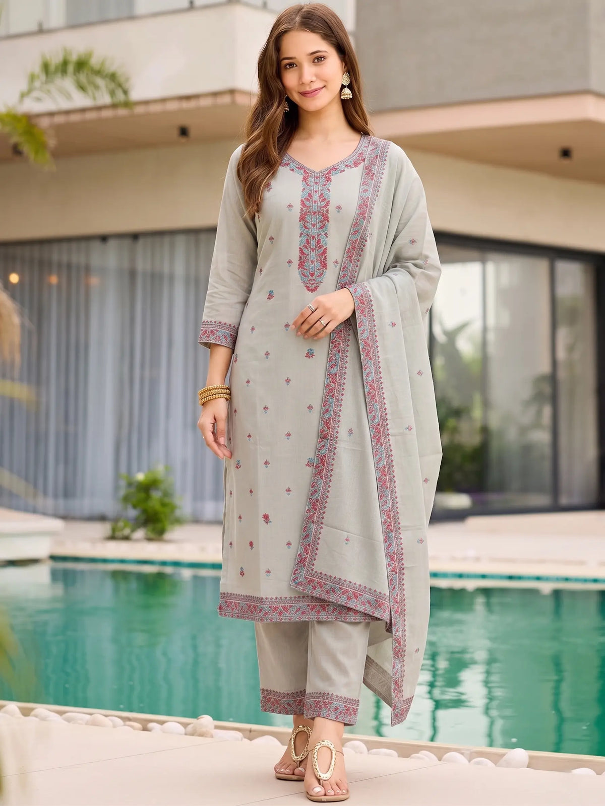 Jacquard Cotton Straight Kurta