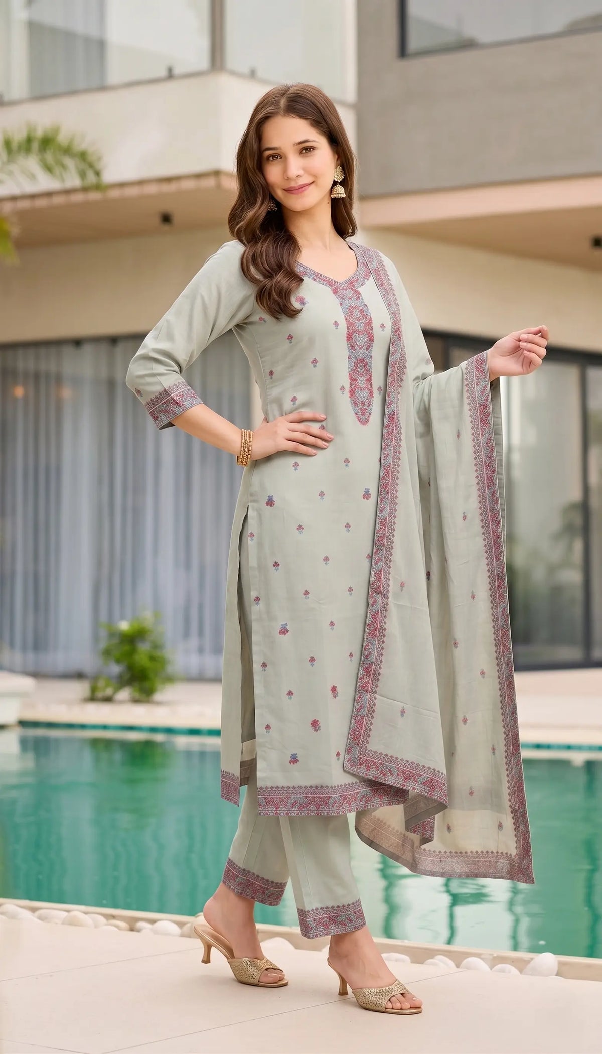 Jacquard Cotton Straight Kurta