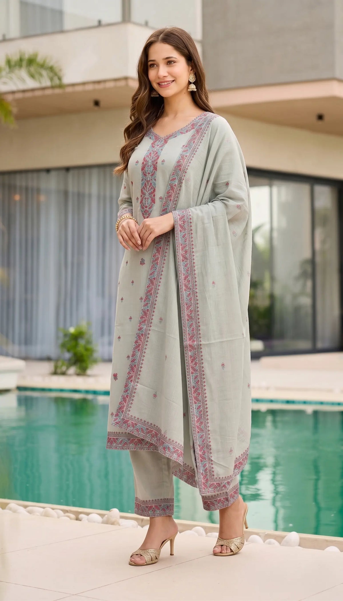 Jacquard Cotton Straight Kurta