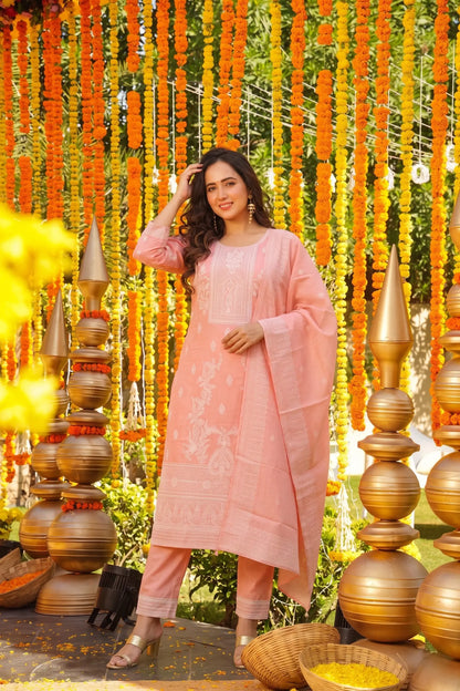 Jacquard Cotton Straight Kurta
