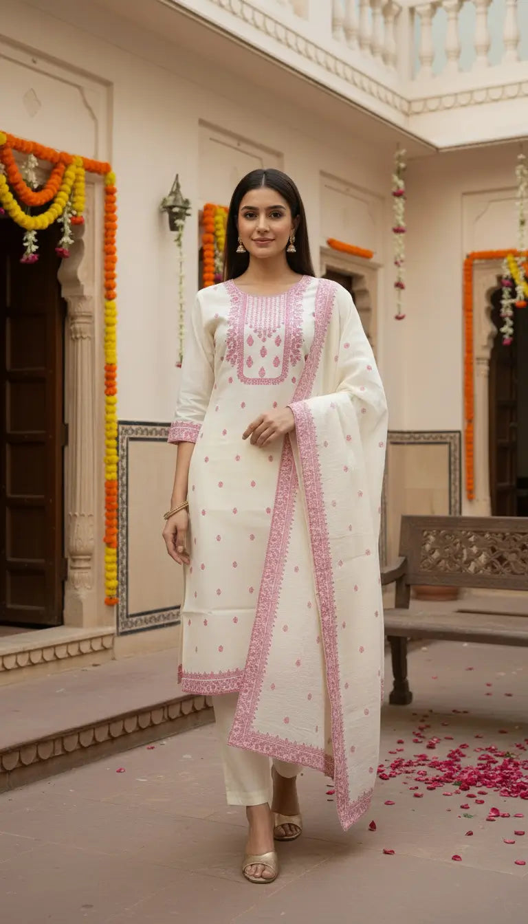 Jacquard Cotton Straight Kurta