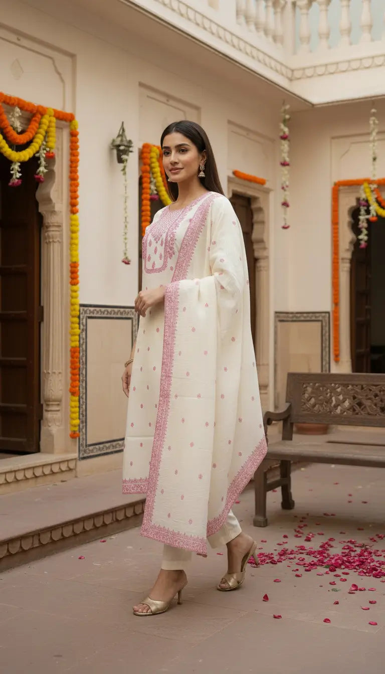 Jacquard Cotton Straight Kurta