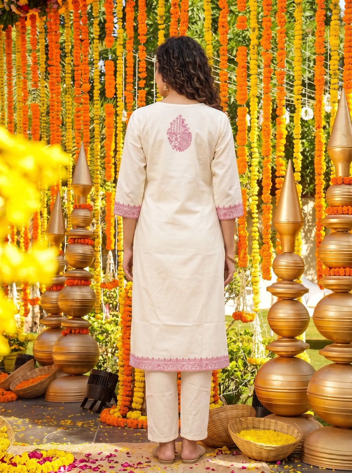Jacquard Cotton Straight Kurta