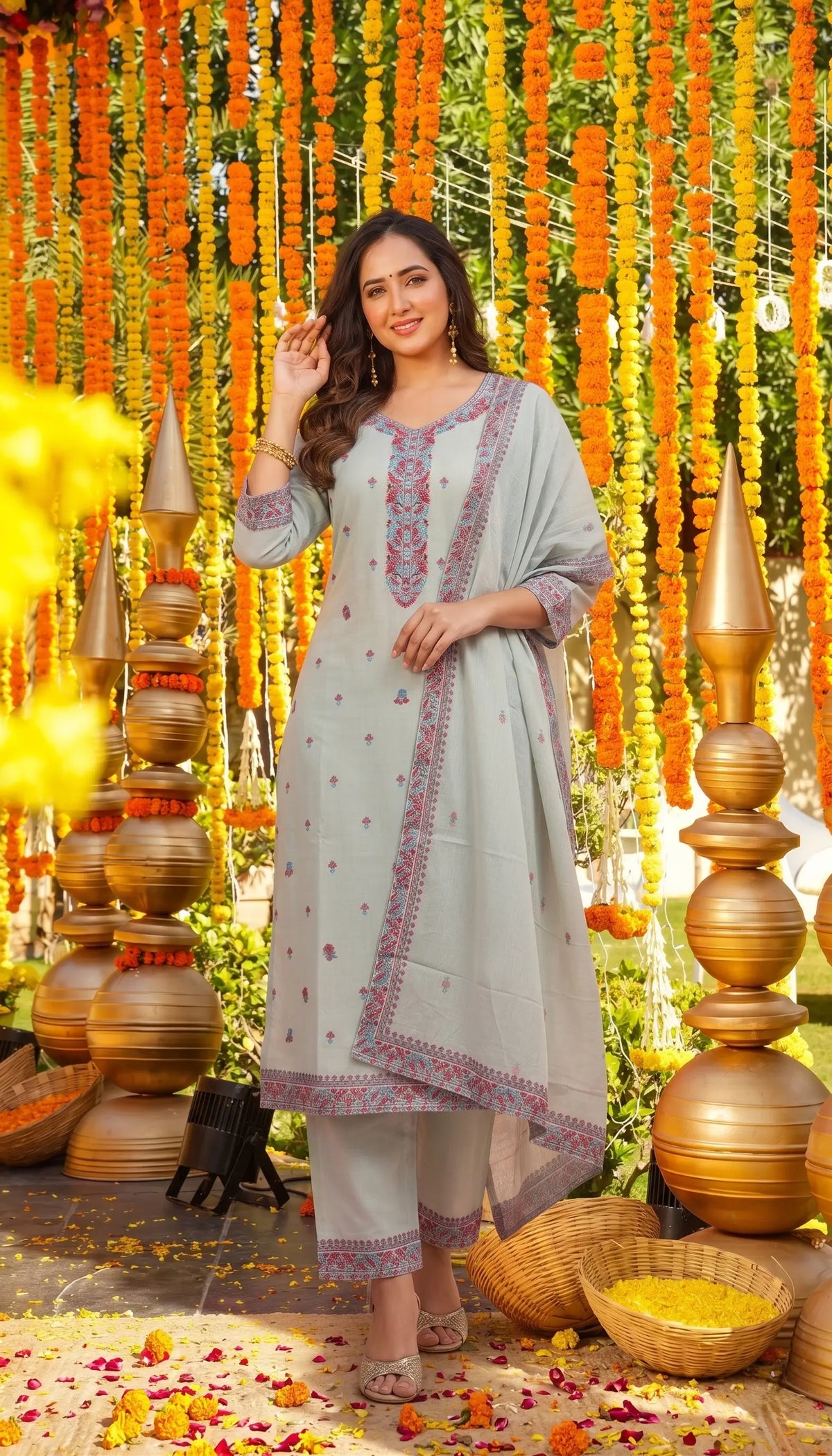 Jacquard Cotton Straight Kurta