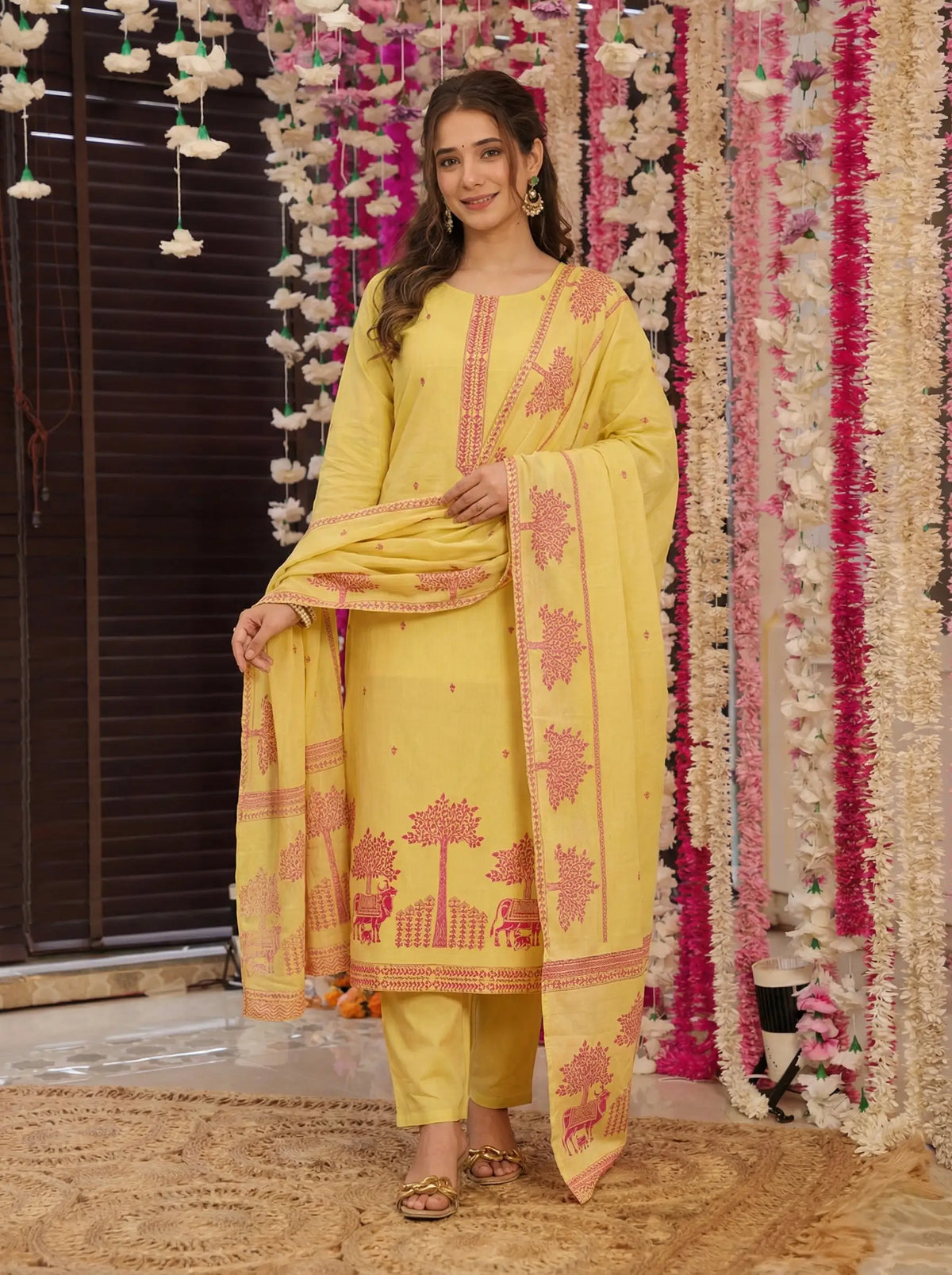 Jacquard Cotton Straight Kurta