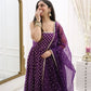 Jacquard Silk Anarkali Suit with Weaving & Lace Detailing