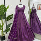 Jacquard Silk Anarkali Suit with Weaving & Lace Detailing