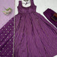Jacquard Silk Anarkali Suit with Weaving & Lace Detailing