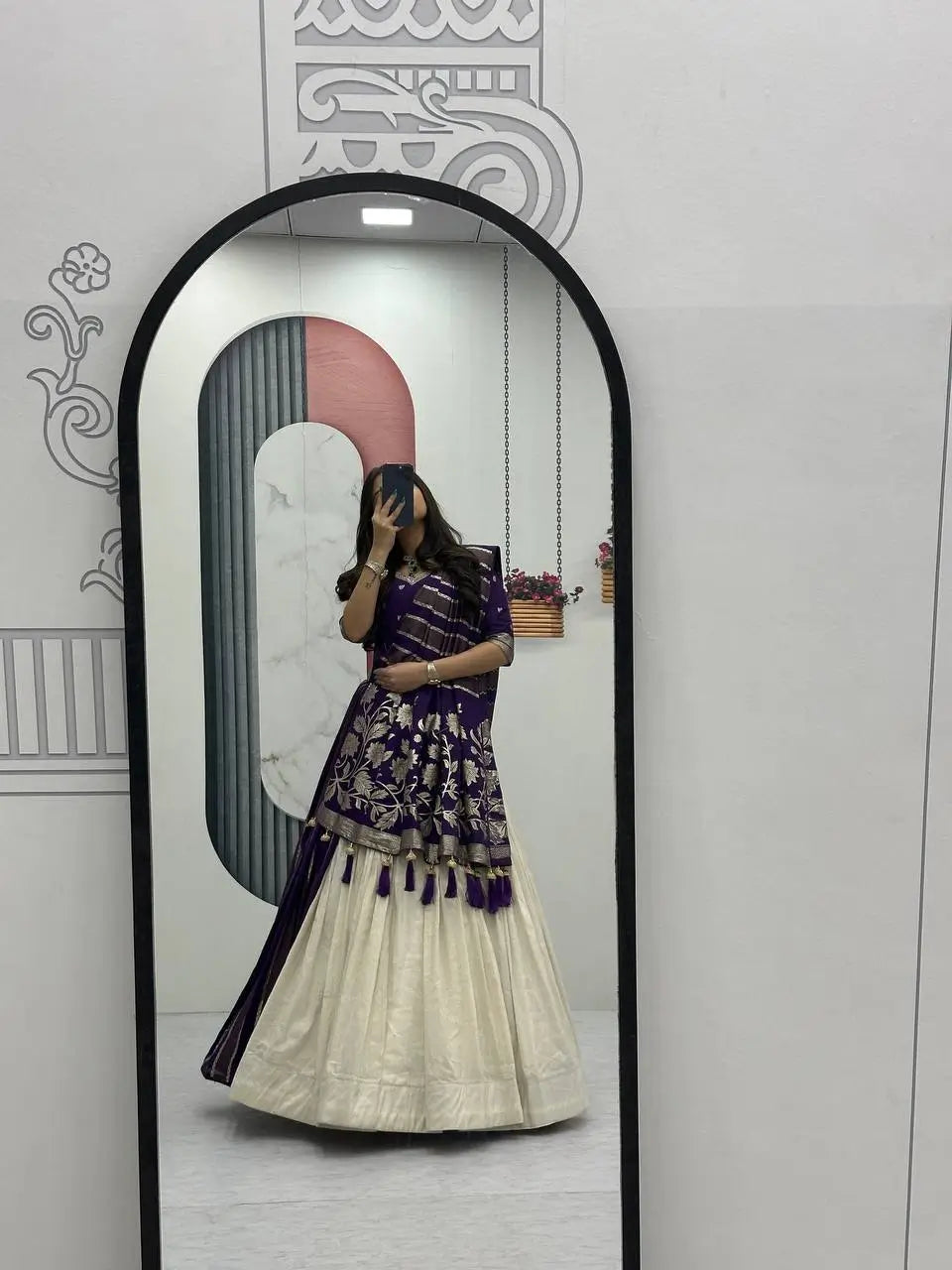 Jacquard Silk Lehenga with Banarasi Saree Style Drape for partys