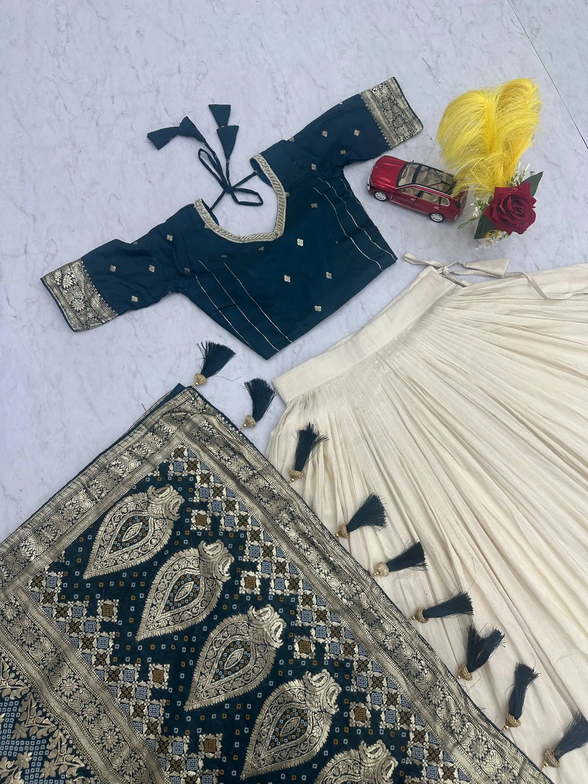 Jacquard Silk Lehenga with Banarasi Saree Style Drape for partys