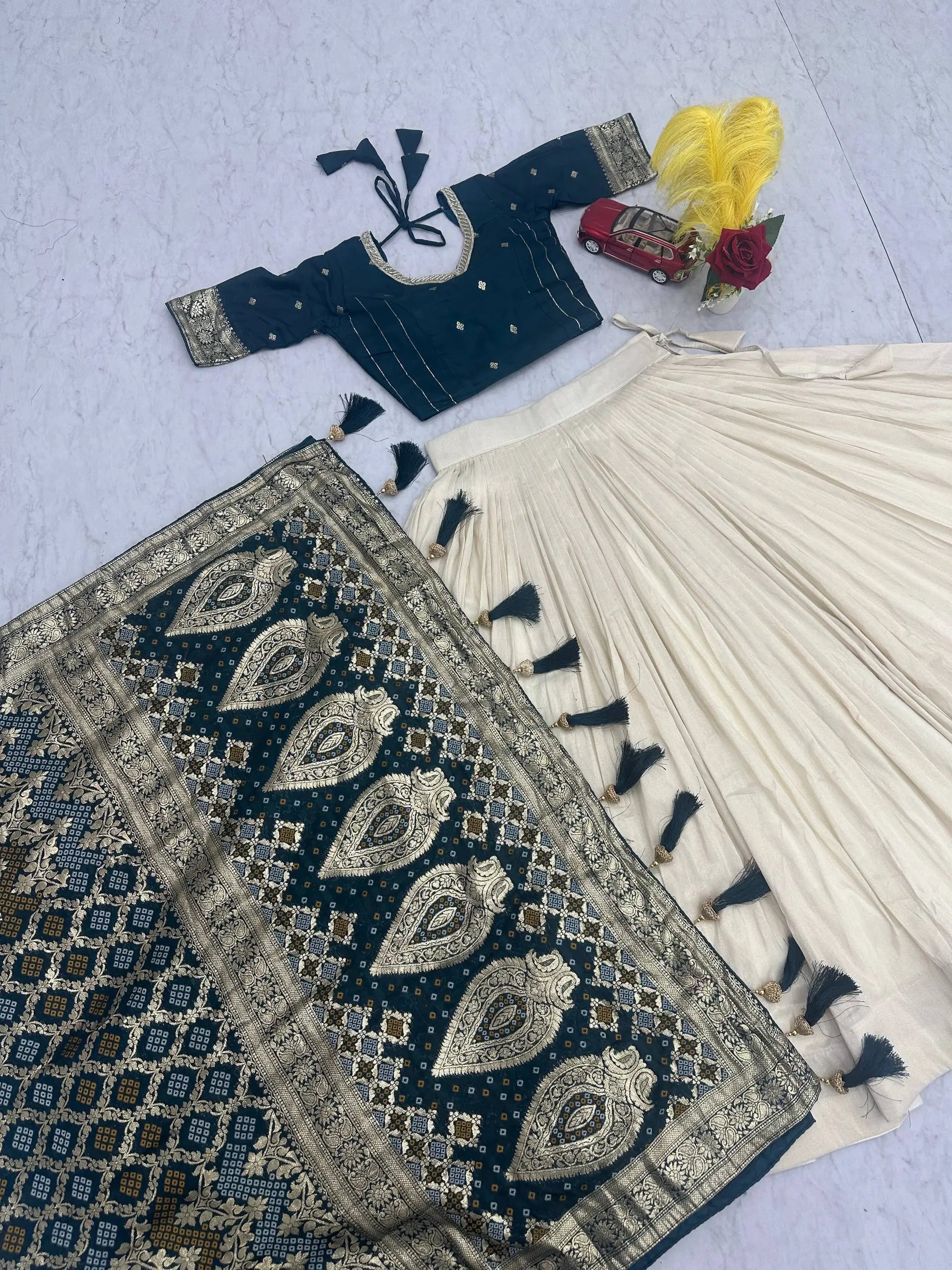 Jacquard Silk Lehenga with Banarasi Saree Style Drape for partys