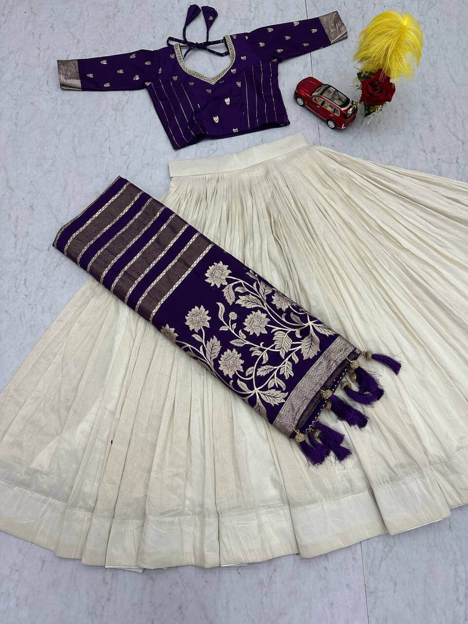 Jacquard Silk Lehenga with Banarasi Saree Style Drape for partys