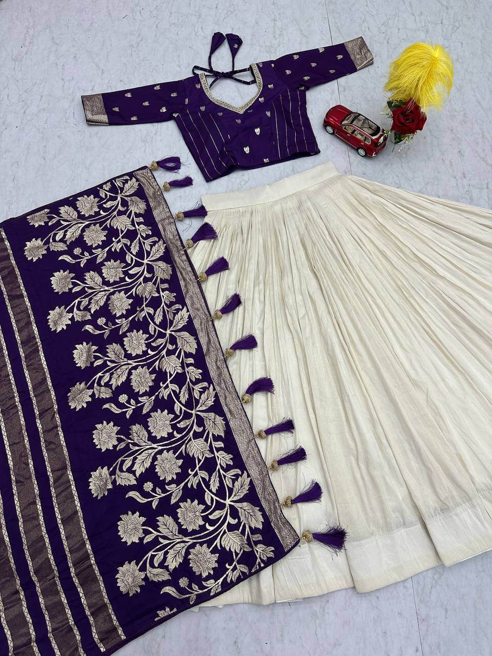 Jacquard Silk Lehenga with Banarasi Saree Style Drape for partys