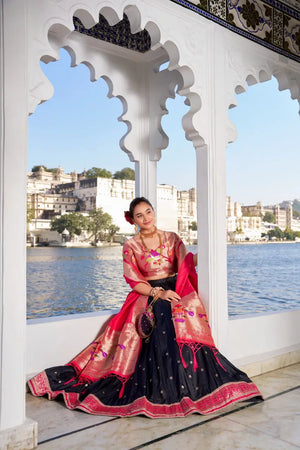 Jacquard Silk Paithani Zari Weaving Lehenga Set