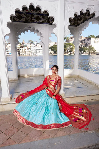 Jacquard Silk Paithani Zari Weaving Lehenga Set