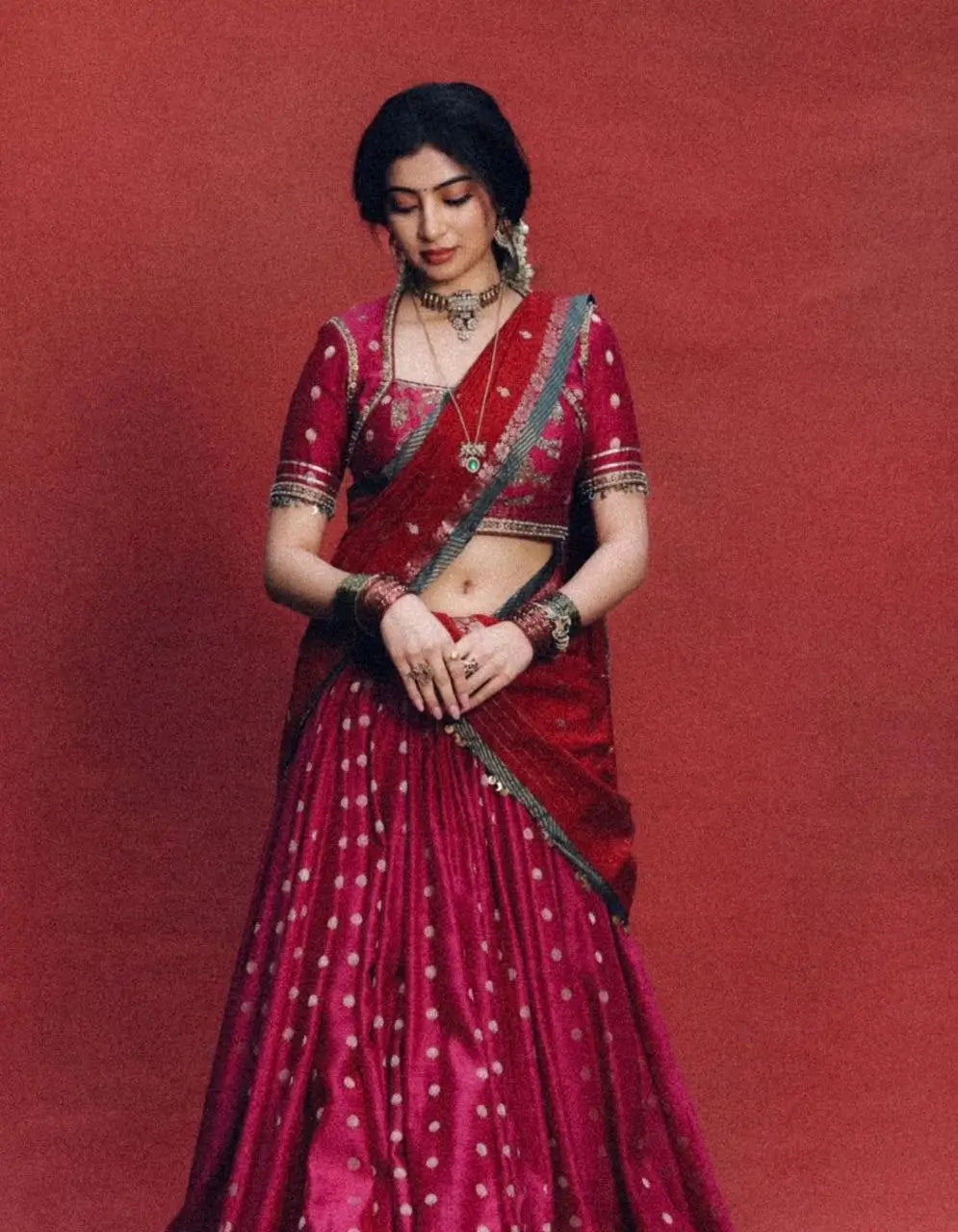 Jacquard Soft Silk Lehenga Choli Set for Festive and Wedding Wear