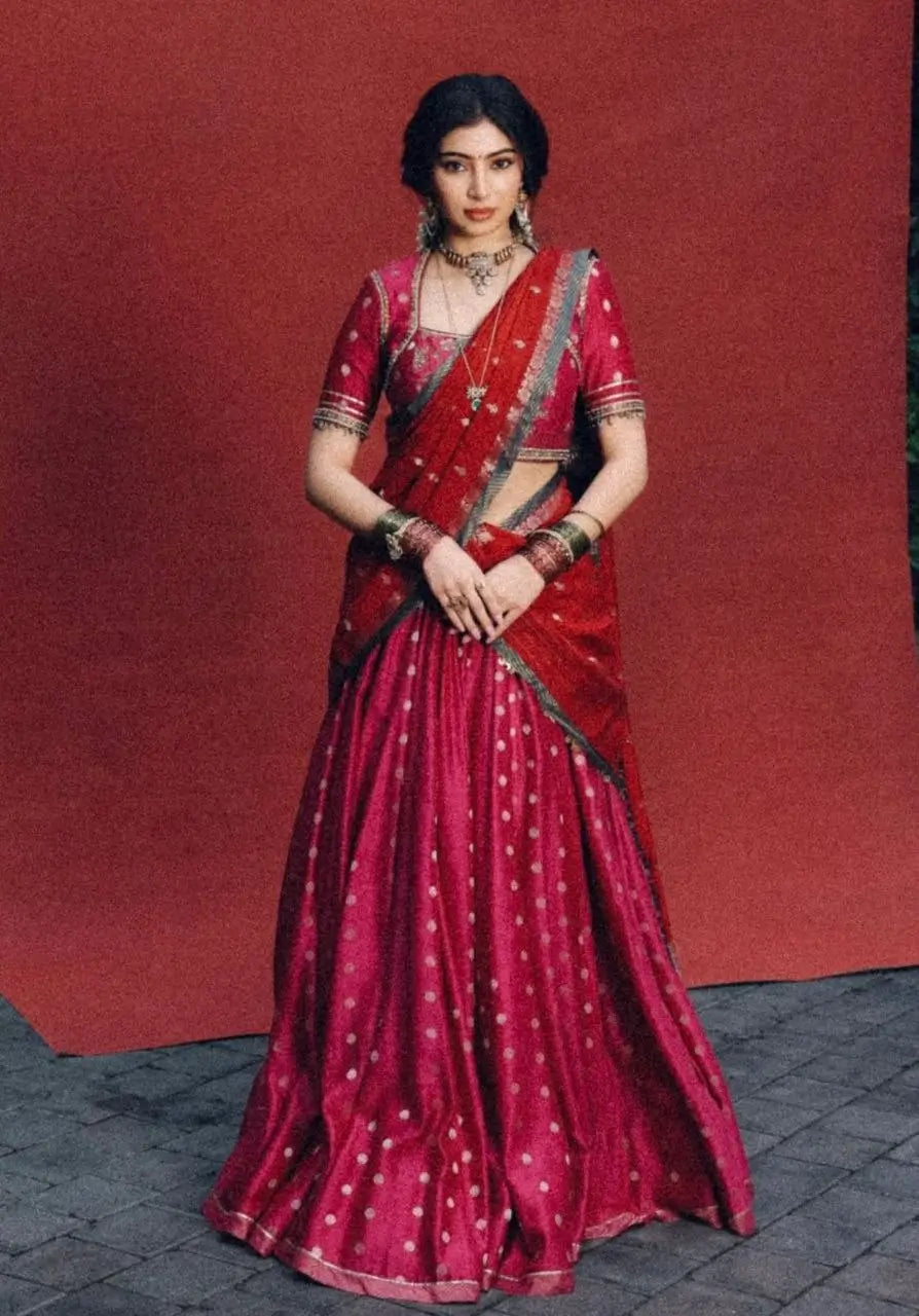 Jacquard Soft Silk Lehenga Choli Set for Festive and Wedding Wear