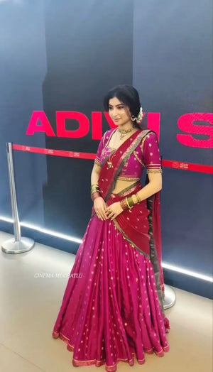 Jacquard Soft Silk Lehenga Choli Set for Festive and Wedding Wear