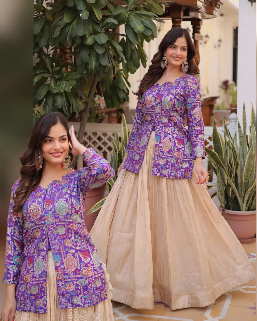 Jacquard Weaving Lehenga With Designer Blouse