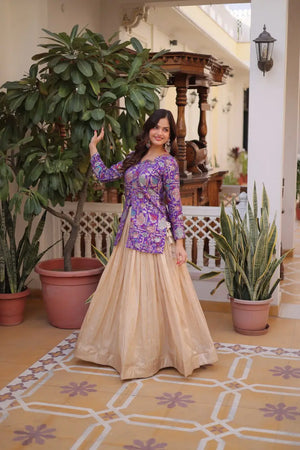 Jacquard Weaving Lehenga With Designer Blouse